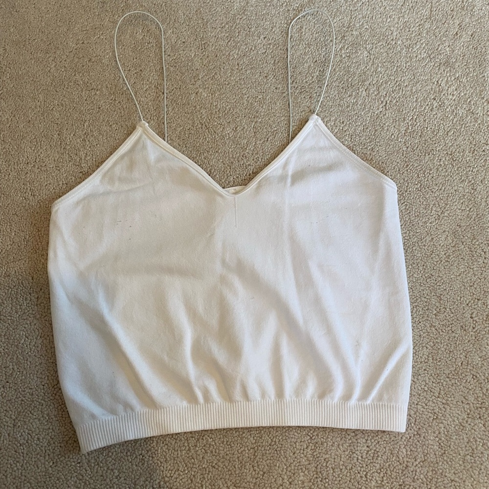 White Cropped Tank Top